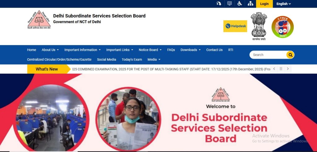 DSSSB MTS Recruitment Online Form 2026