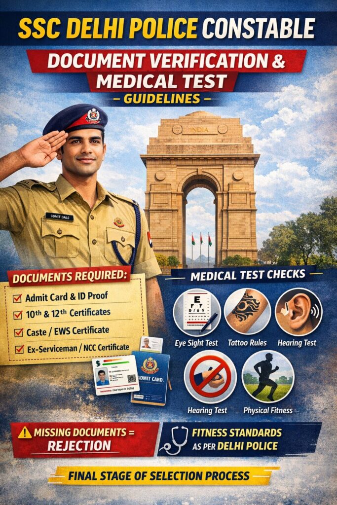 SSC Delhi Police Constable Document Verification & Medical Test